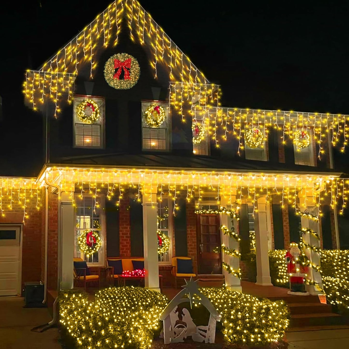 YEGUO 66ft 800 LED Icicle Lights Outdoor, 160 Drops Icicle Christmas Light Connectable, 8 Modes
