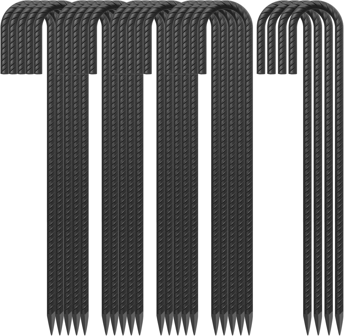 24 Pack J Hook Rebar Stakes 24 Inch 3/8 Inch Diameter Metal Stakes for Ground Heavy Duty with
