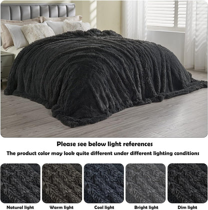GONAAP Fuzzy Faux Fur Throw Blanket Twin Size Dark Grey Super Soft Cozy Plush Fuzzy Shaggy Blanket