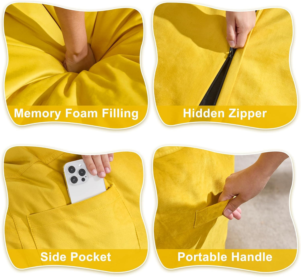 Hobestluk 3FT Bean Bag Chair Giant Bean Bag Chairs for Adults Large Bean Chairs with Removable