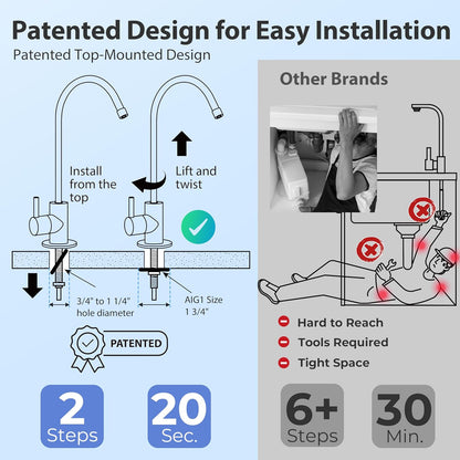 iSpring RCC7AK-BLK, NSF/ANSI 58 Certified, Alkaline 6-Stage Reverse Osmosis System with Stylish
