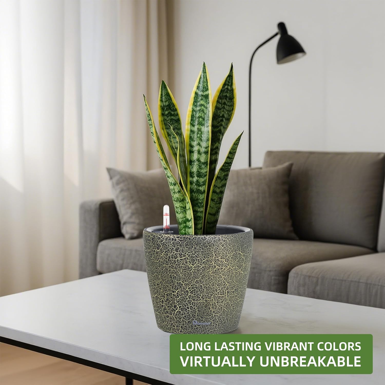 Dexceder 11x10 Inches Self Watering Planter Indoor Outdoor, Inner Pot Design, Thickened Table