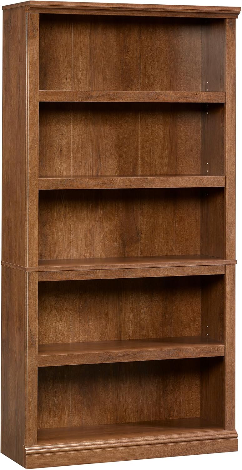 Sauder Miscellaneous Storage 5 Split Bookcase/Book Shelf, L: 35.28" x W: 13.23" x H: 69.76", Oiled