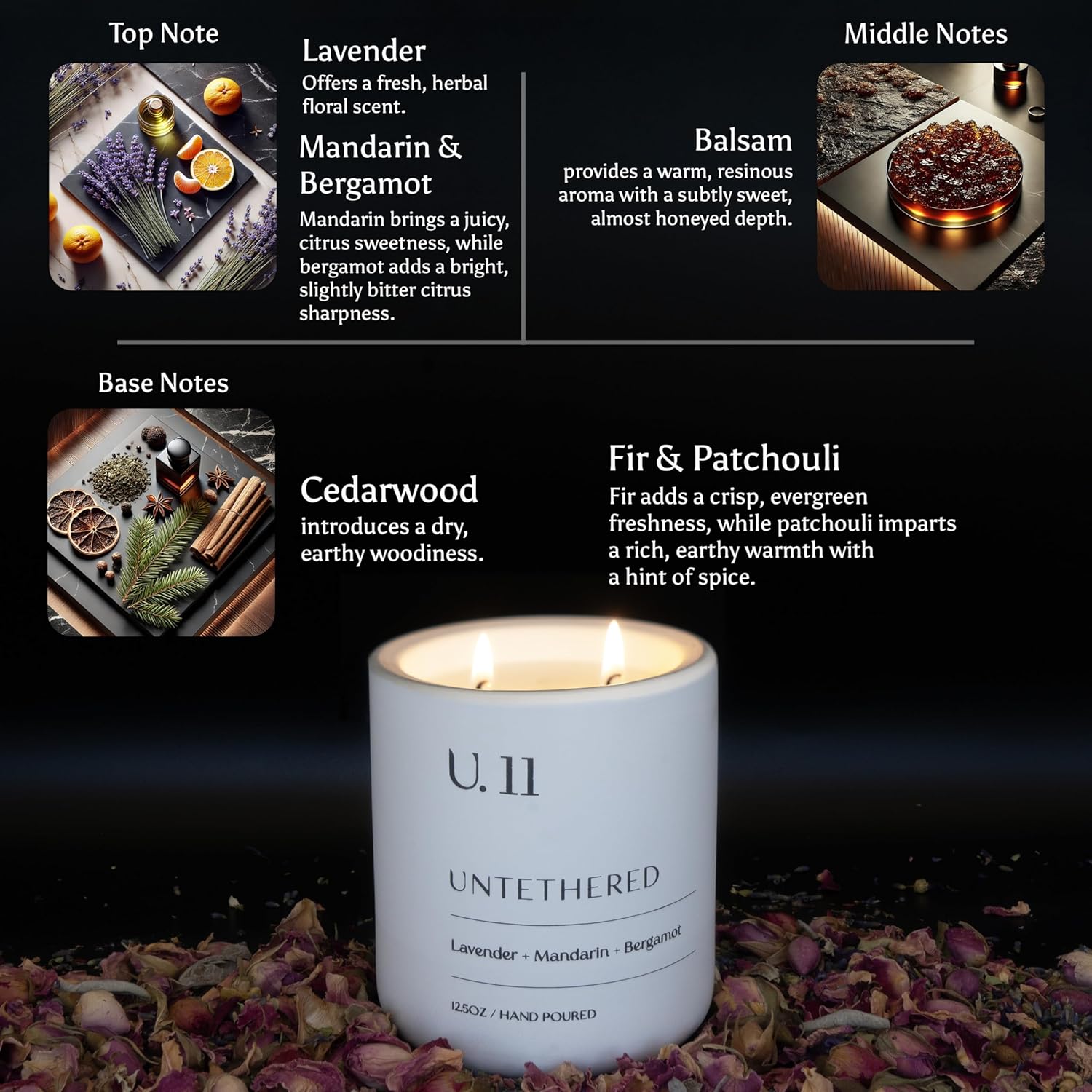 U.11 Luxury Scented Candle – Lavender, Mandarin & Cedarwood | Hand-Poured in USA w/ 100% Natural