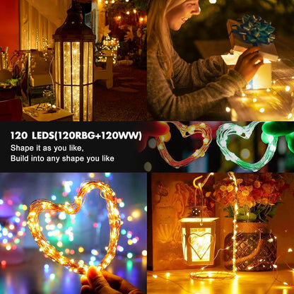 39Ft 120 LED Fairy Lights Battery Operated, RGB Color Changing String Light with Remote and Timer