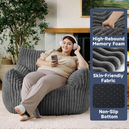 Oversized Bean Bag Chair for Adults, Giant Comfy Plush Boneless Bean Bag Couch with Filler for Kids