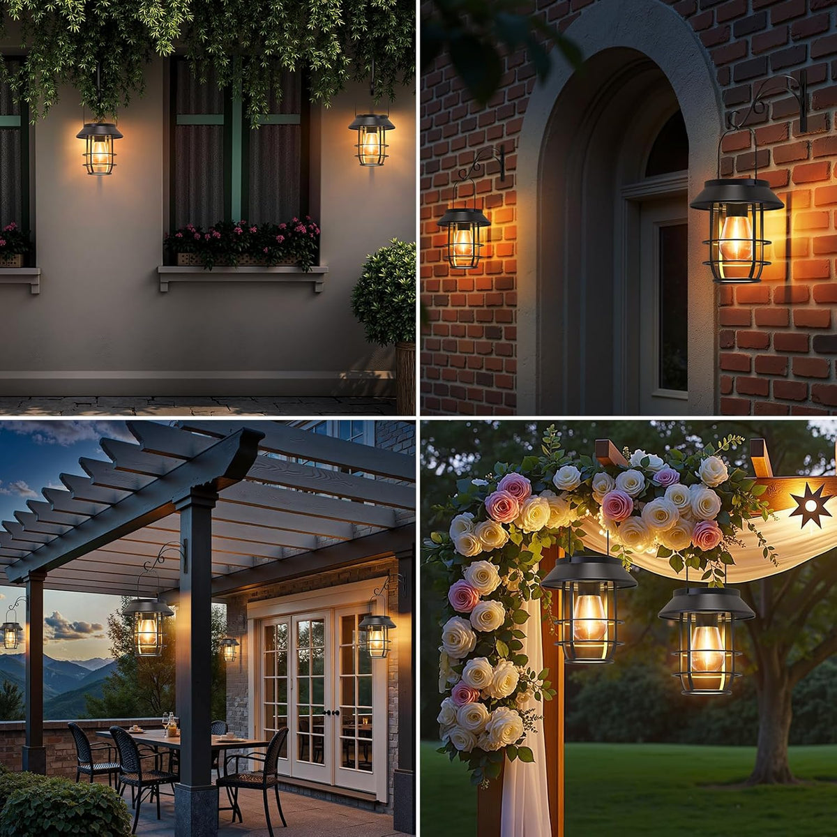 Solar Lanterns Outdoor Waterproof, High Brightness Hanging Solar Lights for Outside with Wall