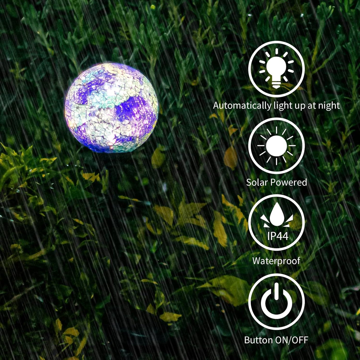 VCUTEKA Solar Lights Outdoor Decorative - Mosaic Solar Garden Stakes Light Waterproof LED Light for