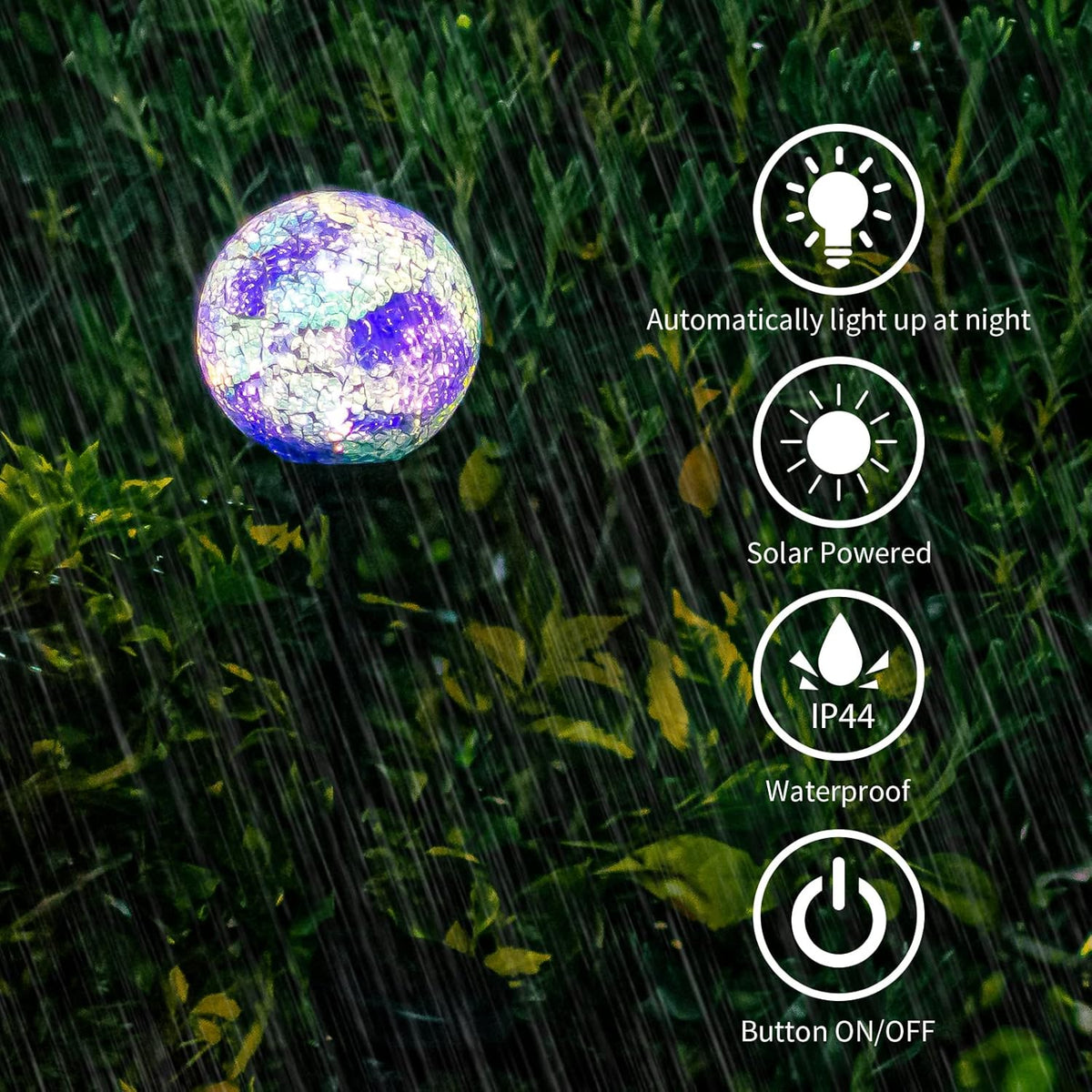 VCUTEKA Solar Lights Outdoor Decorative - Mosaic Solar Garden Stakes Light Waterproof LED Light for