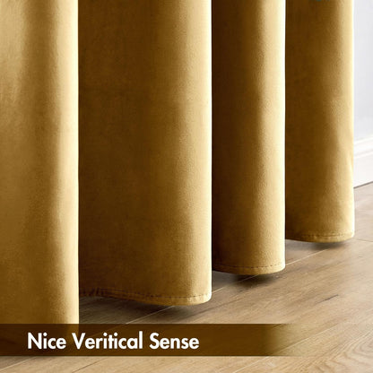 MIULEE Gold Velvet Curtains Thermal Insulated Blackout Curtain Drapes for Bedroom Living Room