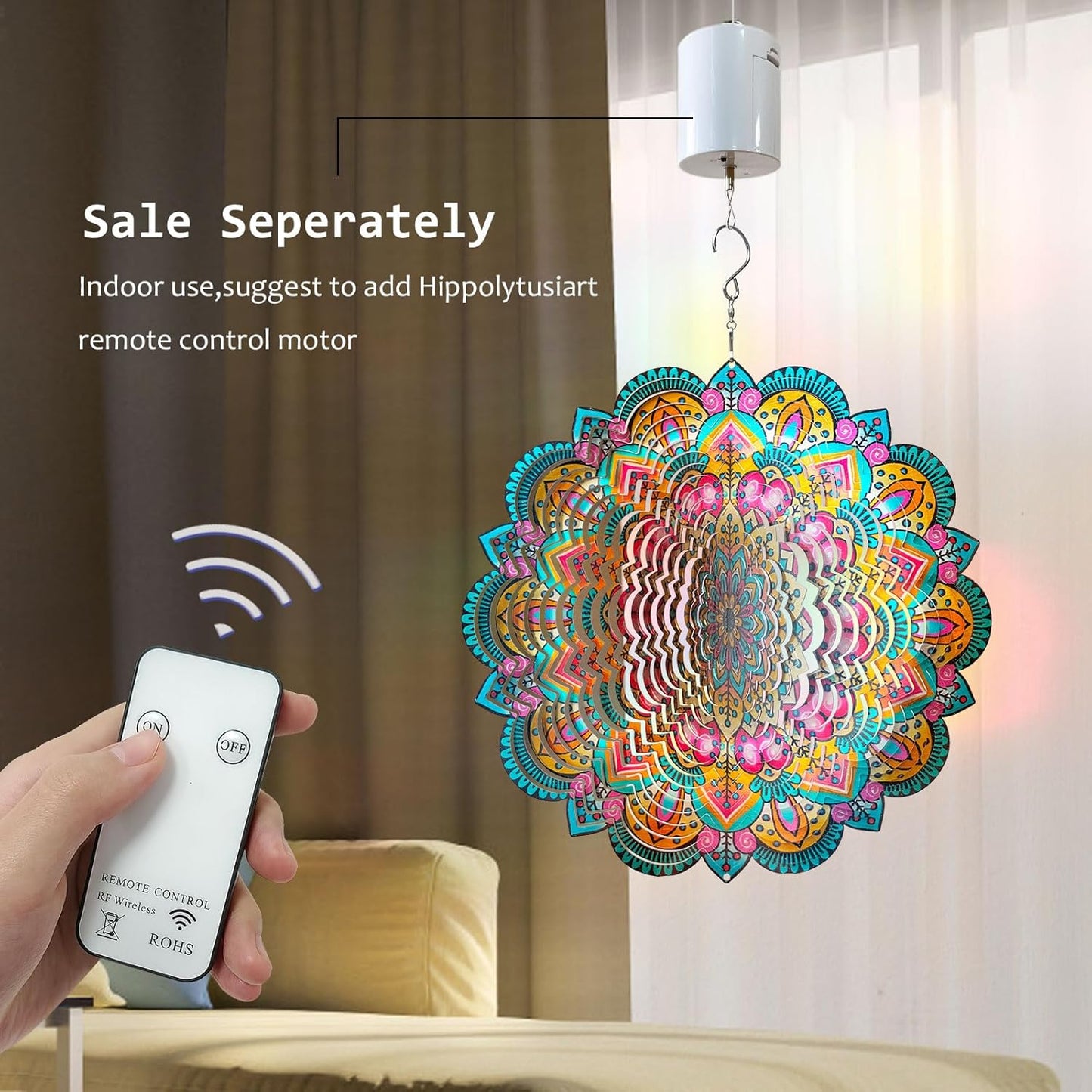 Wind Spinners Outdoor Mandala Lucky Star,Laser Cut Metal Kinetic Art Wind Spinner Gift for