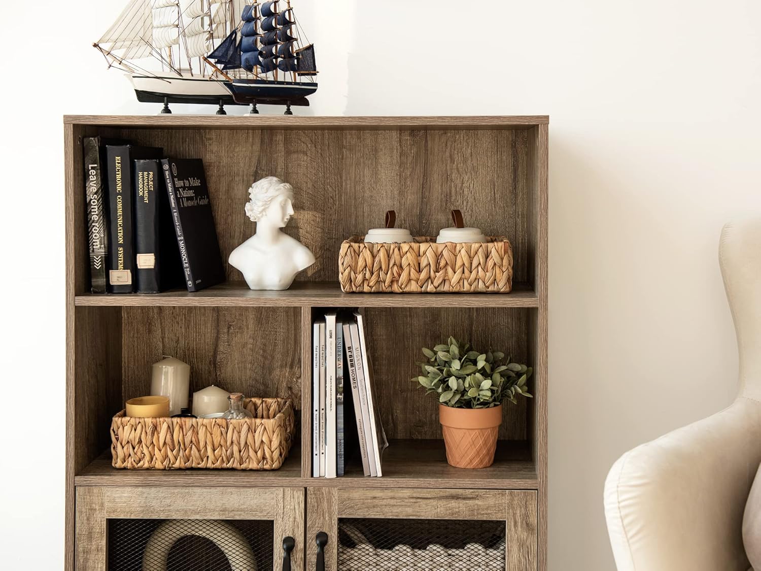 StorageWorks Water Hyacinth Baskets, Small Wicker Baskets for Organizing in Kitchen and Bathroom