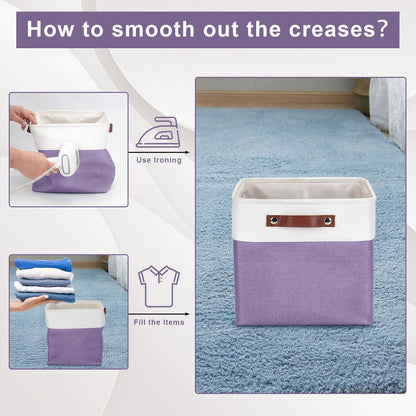 Collapsible Fabric Storage Cubes 11x11 Cube Storage Bins, 4 Pack Closet Baskets Box with Handles