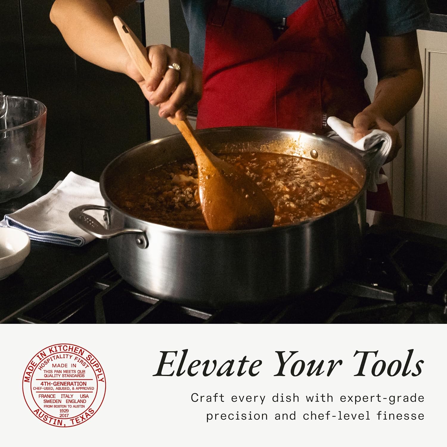 Made In Cookware - Wooden Spoon - Handcrafted for Thorough Mixing and Gentle Cookware Care