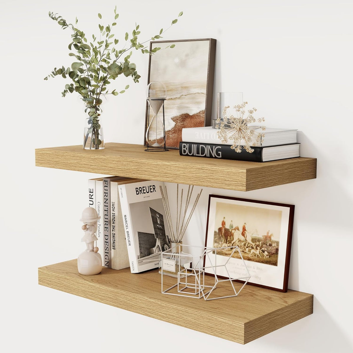 30 Inch Floating Shelves, 12 Inch Deep Floating Shelves for Wall, Rustic Wood 30 x 12 Shelves for