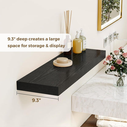 36 Inches Floating Shelves for Wall, 9.3" Deep Long Floating Shelves Set of 2, Large Display &