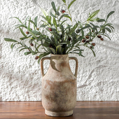 Mitt&Ditt Ceramic Flower Vase with Handles, 11 inch Tall Vase for Centerpieces, Large Decorative