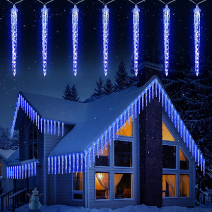 Brightown Christmas Meteor Shower Icicle Lights Outdoor, 30ft with 30 Tube 720 LED Dropping Effect