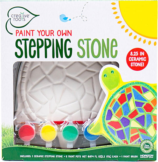 Creative Roots Mosaic Turtle DIY Stepping Stone Kit, Includes Ceramic Stone & 6 Vibrant Paints for