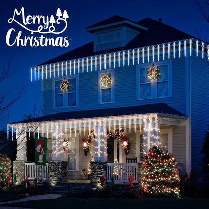 Christmas Meteor Shower Lights Outdoor, 30 Ft With 20 Large Tube 480 LED Dropping Effect