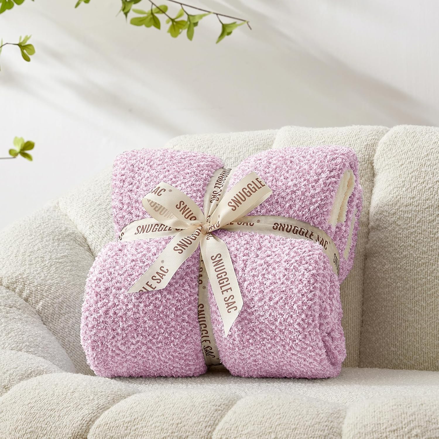 Snuggle Sac Bedding Blanket Light Purple Twin Size, Super Soft Warm Cozy Blankets for Bed, Living