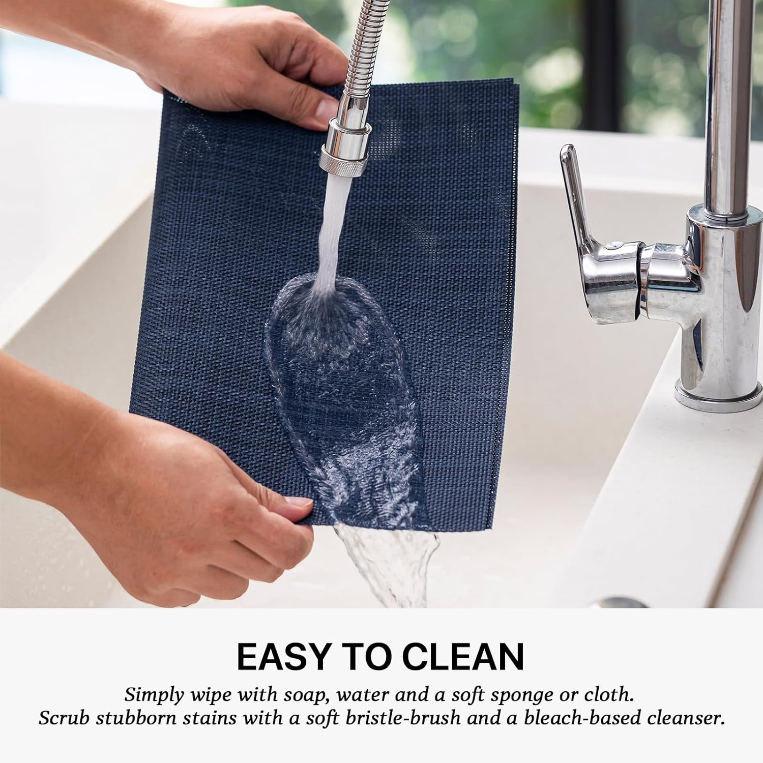 LEXMORE Placemats Set of 8 Vinyl/Plastic Woven Place Mats for Kitchen Table Indoor/Outdoor Washable