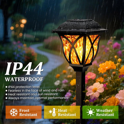 GIGALUMI Solar Lights Outdoor Waterproof, 6 Pack Flickering Flame LED Lights, Garden Decor for