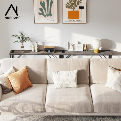 Console Table, Skinny Entryway Table with Fast-Charging Station, Narrow Long Sofa Table, Behind