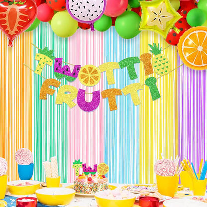 Pastel Tinsel Curtain Party Backdrop - GREATRIL Pastel Color Foil Fringe Curtain Photo Booth