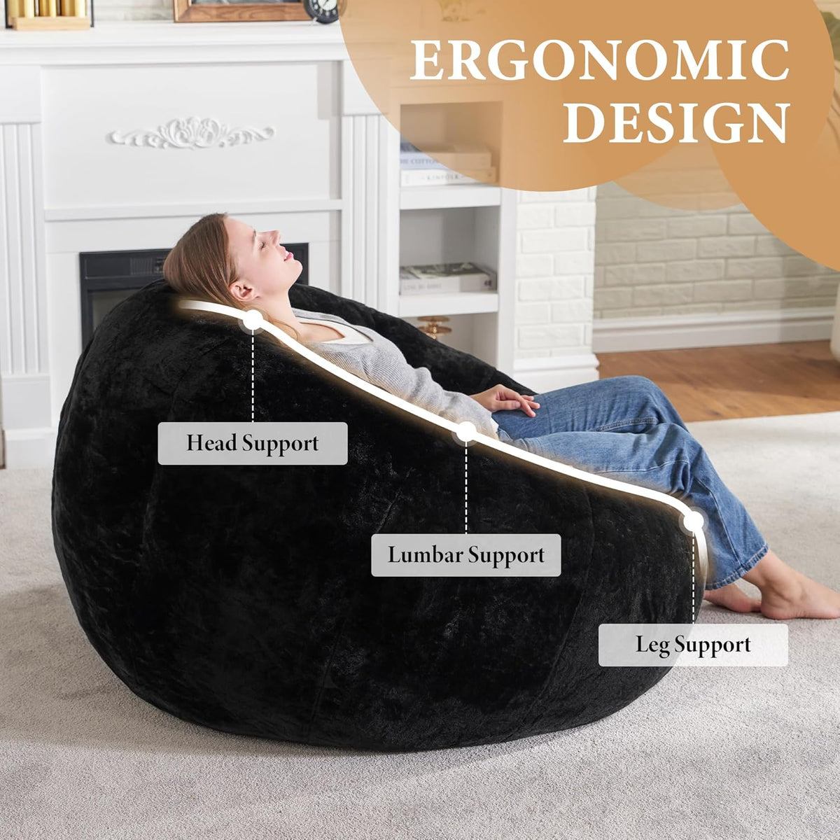 Hobestluk Bean Bag Chairs Large Bean Bag Couch for Adults Stuffed Sofa Chair Comfy Giant Bean Bag