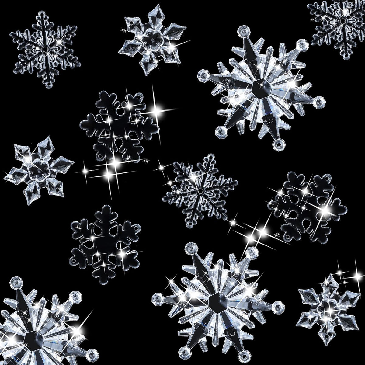 Dilunave 40 Pieces Christmas Snowflake Ornaments Acrylic Christmas Tree Decorations Crystal