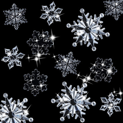 Dilunave 40 Pieces Christmas Snowflake Ornaments Acrylic Christmas Tree Decorations Crystal