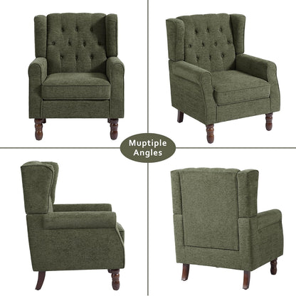 Lumibee High Back Accent Chair,Upholstered Wingback Armchair with Solid Wood Legs for Small