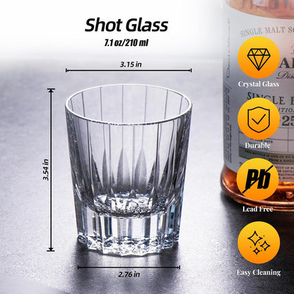 KAMMAK Crystal Whiskey Glasses Set of 2, Handcrafted 7.1oz Old Fashioned Glasses Stemless, Luxury