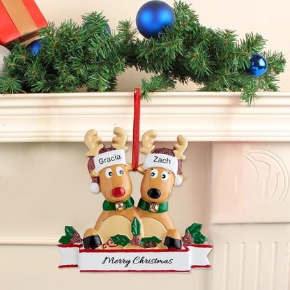 Personalized Christmas Ornaments 2025, Custom Reindeer Family Ornaments for Trees with Names