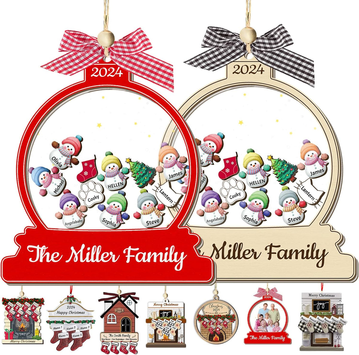 Personalized Christmas Ornaments with Names Snowman Custom Family Ornament Customized Xmas Tree