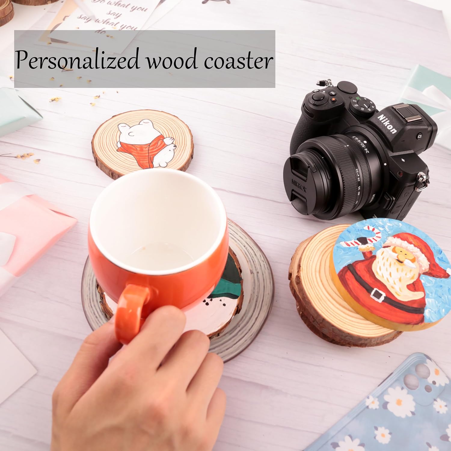 Unfinished Natural Wood Slices - 3.2-4 Inch Wood Circles (50 pcs) for Crafts, DIY Christmas