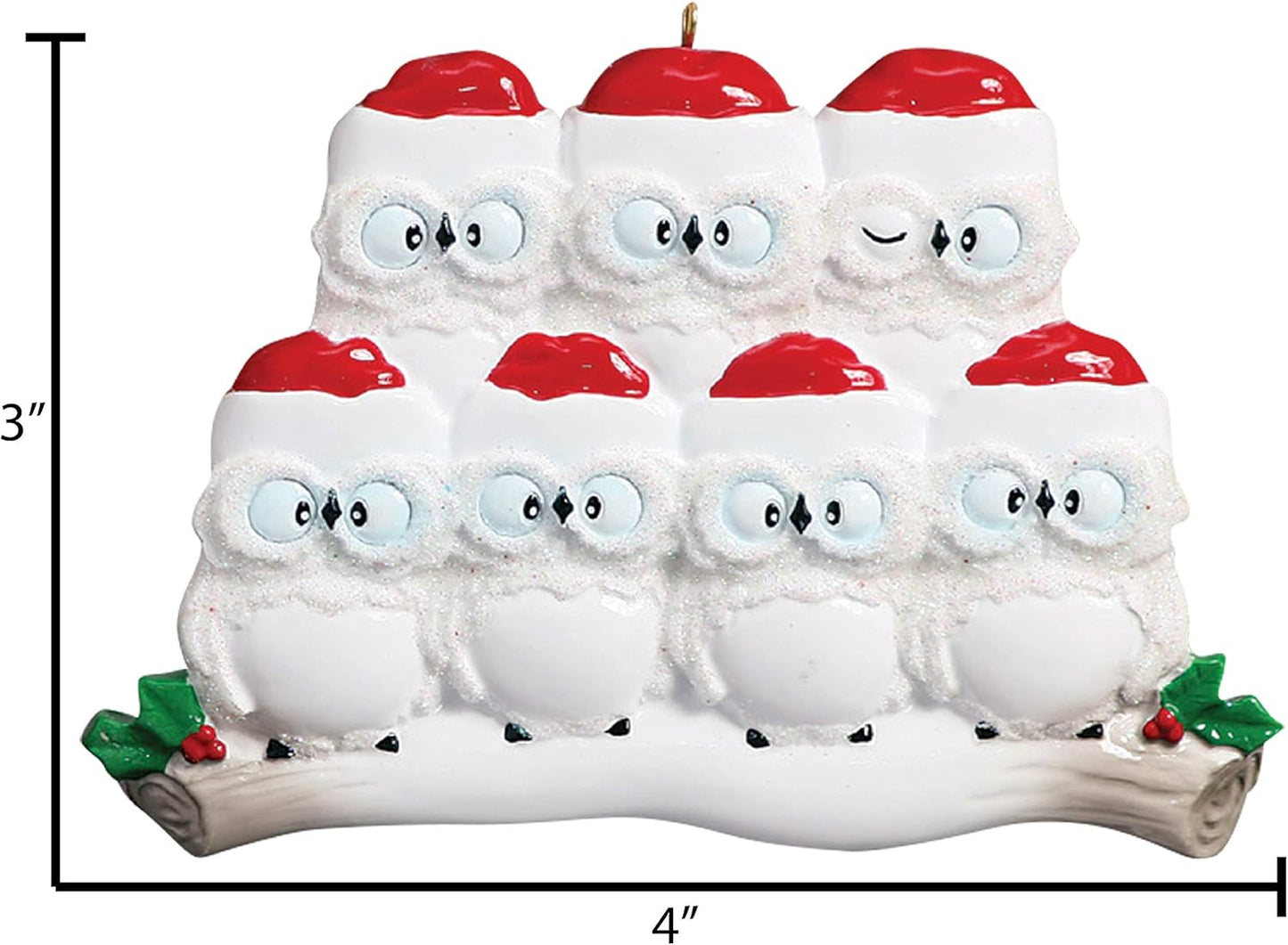 Owl Family of 7 Ornament 2025 Personalized Family Christmas Ornaments 2025 | White Holiday Keepsake