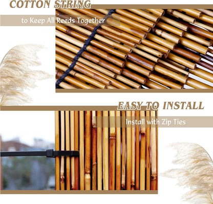 Natural Reed Fencing Rolls,6.5FT X 9.8FT Reed Screen Curtain Fence Covering Privacy Bamboo for