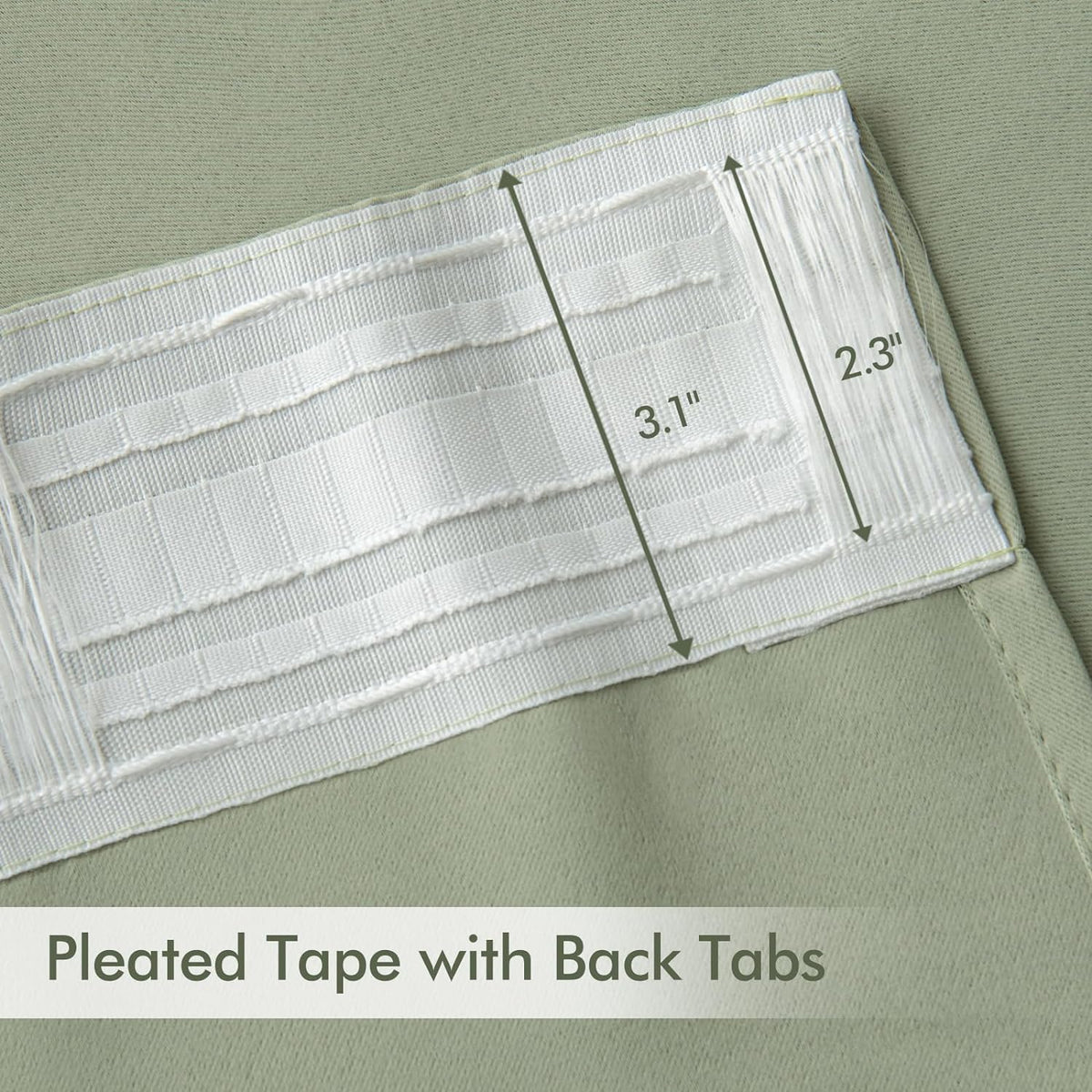 MIULEE Sage Green Back Tab Blackout Curtains 96 Inch Length 2 Panels Set for Living Room Bedroom