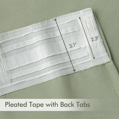 MIULEE Sage Green Back Tab Blackout Curtains 96 Inch Length 2 Panels Set for Living Room Bedroom
