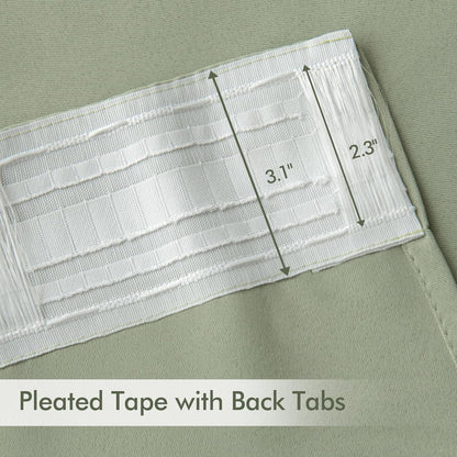 MIULEE Back Tab Sage Green Curtains 96 Inch Long 2 Panels Set for Living Room Bedroom, Rod