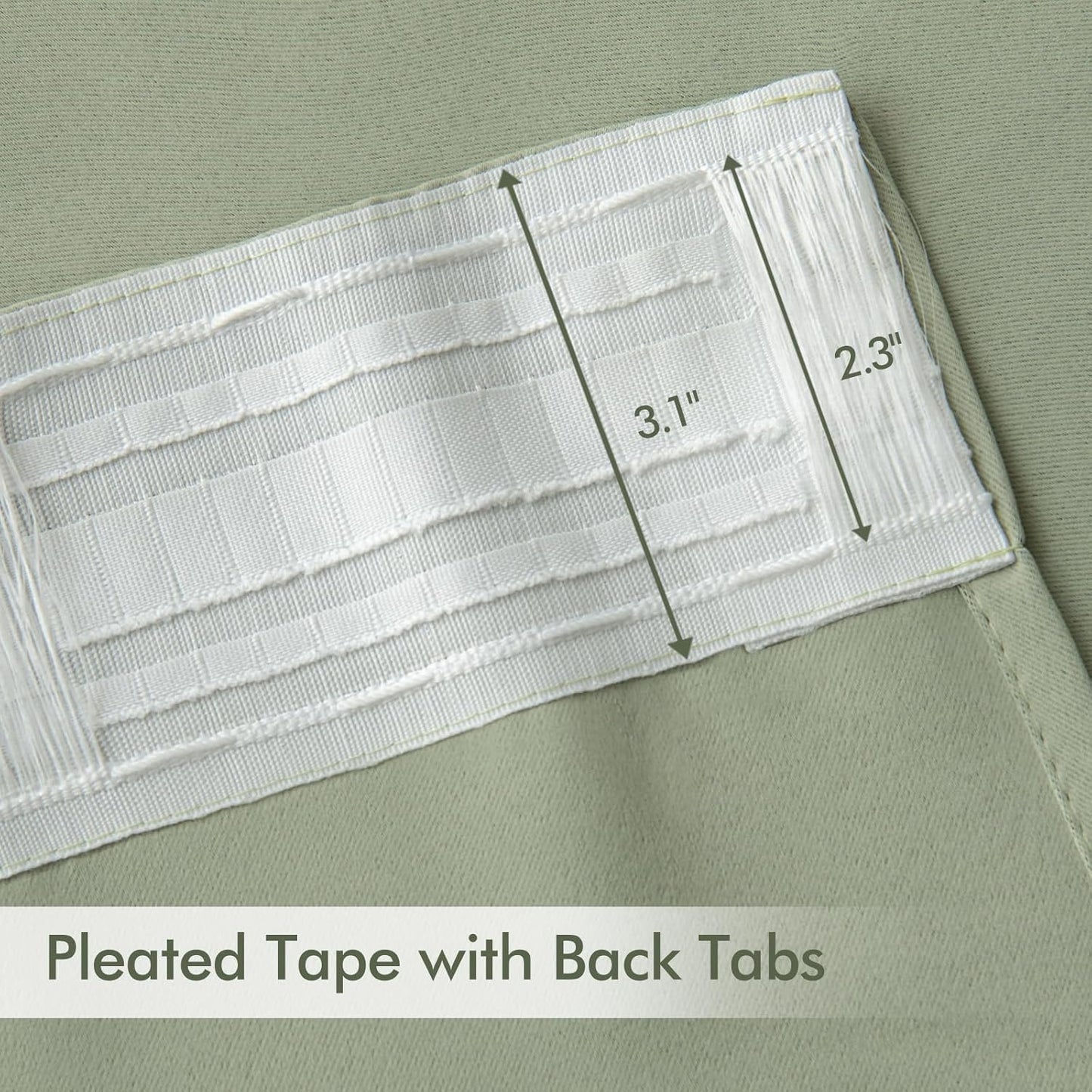 MIULEE Back Tab Sage Green Curtains 84 Inch Length 2 Panels Set for Living Room Bedroom, Rod