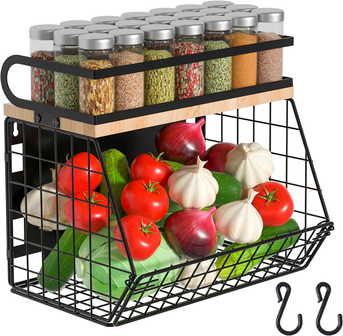 Magnetic Spice Rack for Refrigerator, Fruit, Potato & Onion Storage Bin,Large Capacity Magnetic
