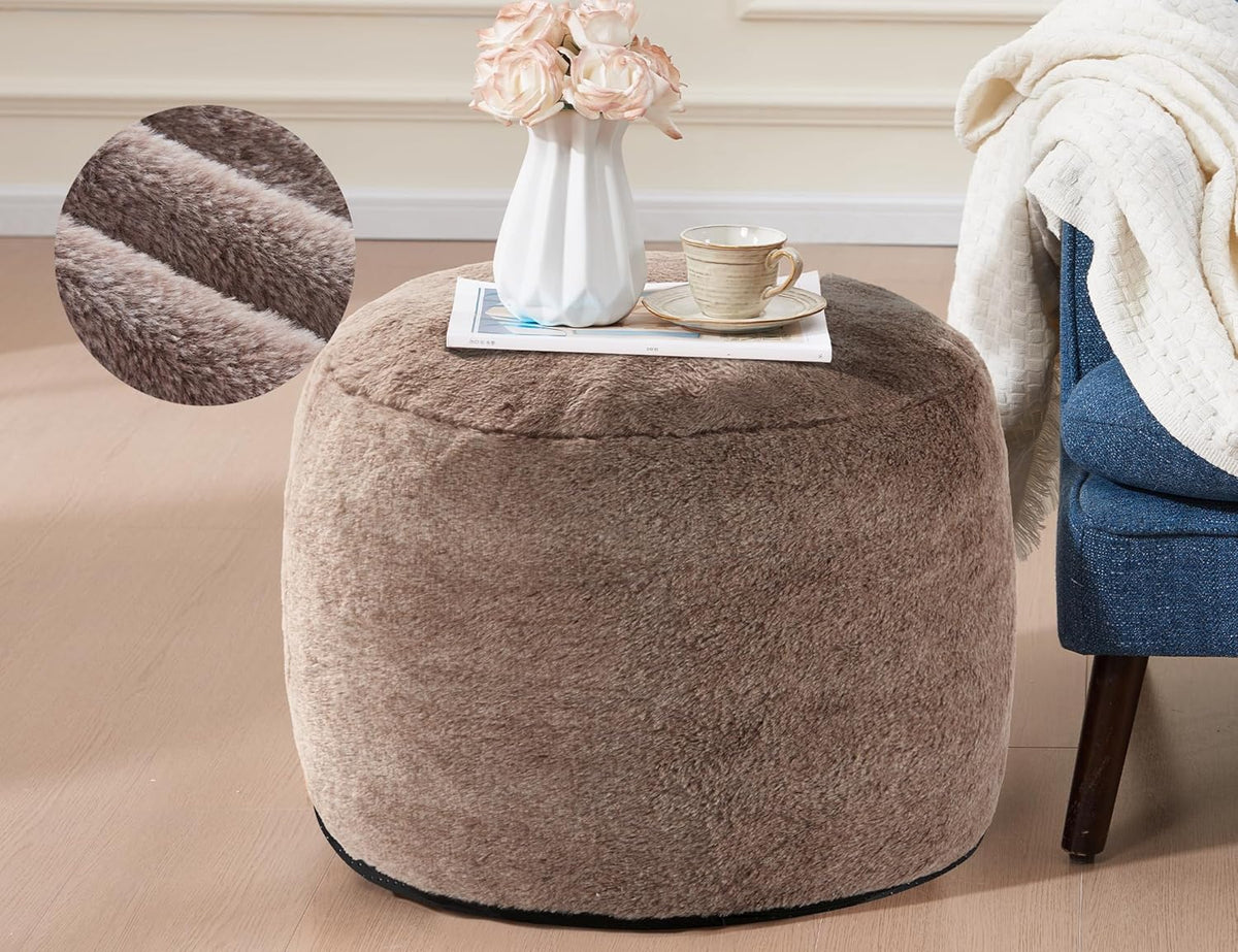 Round Pouf Ottoman 20"x15" Bean Bag Ottoman Soft Top Comfortable Small Foot Stool Foot Rest Pouf