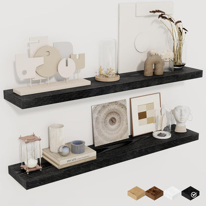 Fun Memories 36Inch Floating Shelves for Wall 2 Pack Wood Shelves for Kitchen, Bathroom, Bedroom