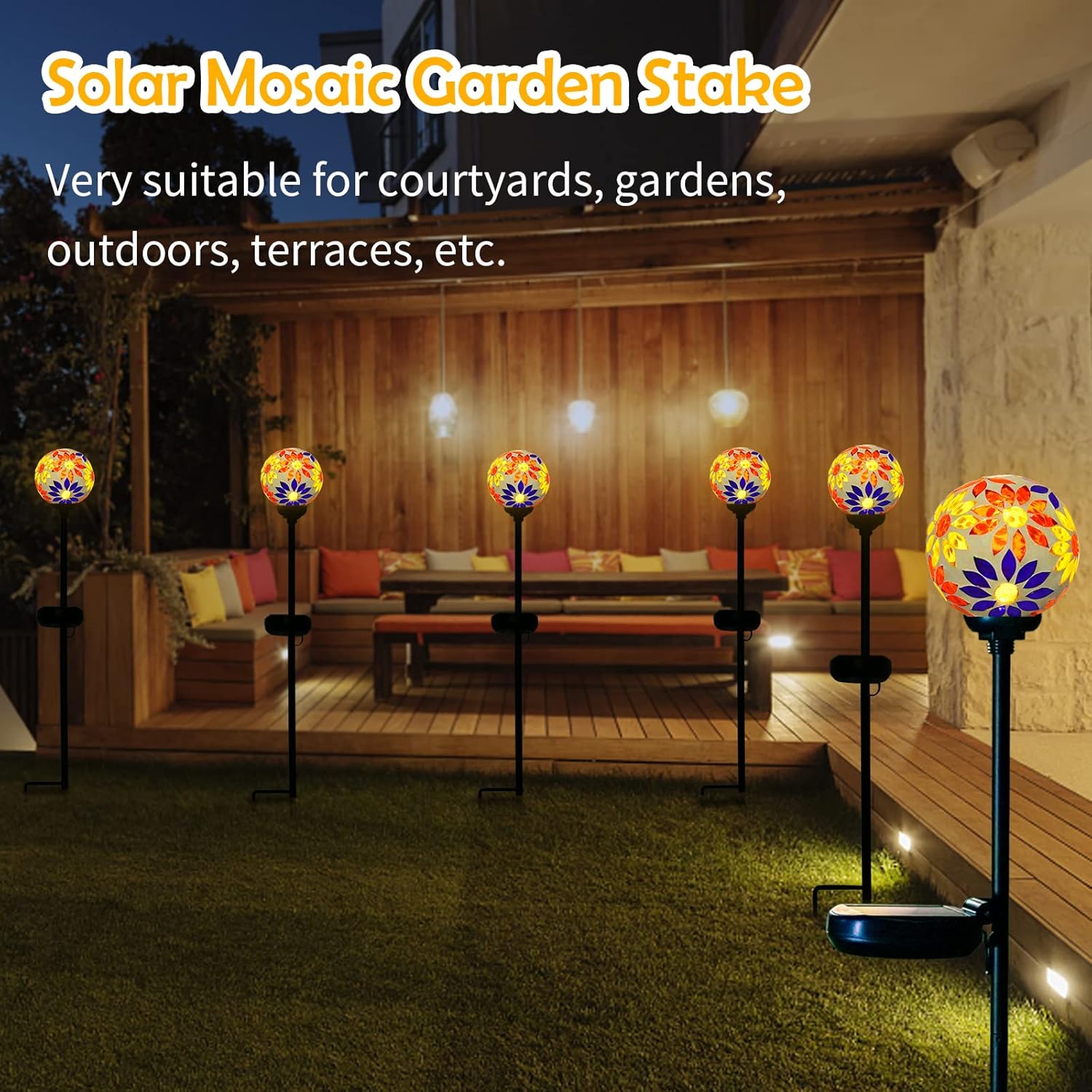 Afirst Solar Lights Outdoor Decorative - Solar Gazing Ball Mosaic Garden Stakes Flower Decorative