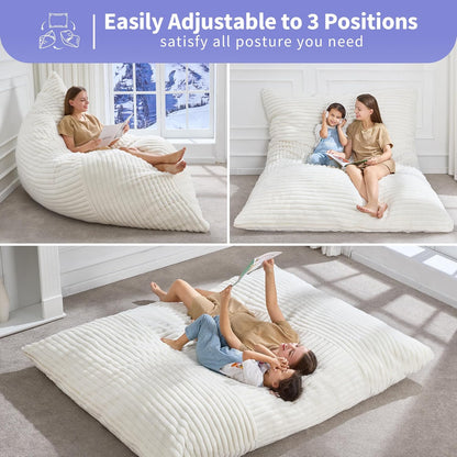 Hobestluk 3 in 1 Bean Bag Chair Giant Bean Bag Chairs Convertible Bean Bag Floor Cushion with
