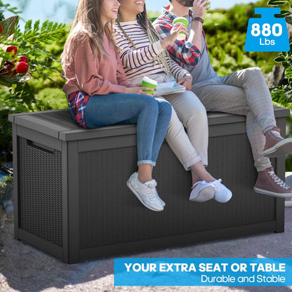 320 Gallon Resin Deck Box, Waterproof Outdoor Storage Bin for Patio Furniture, Pool Accessories