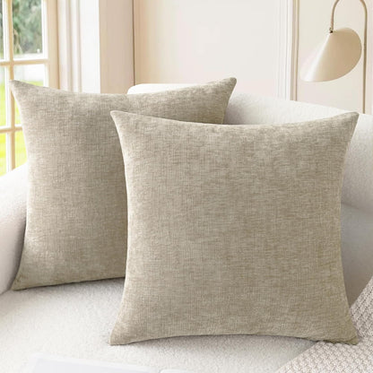 CaliTime Throw Pillow Covers Decorative 26 X 26 Inches Pack of 2 Cozy Chenille Cushion Cases for
